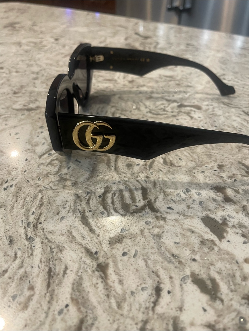 Gucci Black Sunglasses with Gold Double G Logo (Authentic)